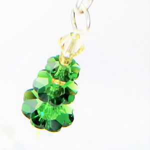 Green Gold Crystal Christmas Tree Silver Earrings